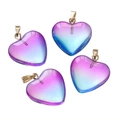 Pink and blue gradient acrylic heart pendant with golden metal clasp for DIY jewelry - Transparent Blue Purple (10pcs/pack)