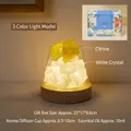 Natural citrine and clear quartz crystal stone diffuser lamp in elegant gift box - Gift Box Set + Rechargeable Wireless Base (3-Color Dimming) / Citrine + Clear Quartz