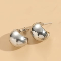 Polished silver titanium steel thick half-hoop earrings with mirror finish and butterfly back - Hollow Semicircle Steel