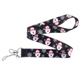 Christmas lanyard with Santa Claus and snowflake pattern on black webbing and metal hook - YZ31-5 Black Snowflake Santa