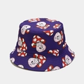 Detail shot of the reinforced parallel stitching on the purple mushroom bucket hat brim - M (56-58cm) / Navy Blue