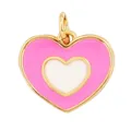 Pink and white enamel heart charm pendant with gold copper plating for jewelry making - Pink White Heart-L281424