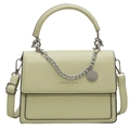 Chic mint green small square crossbody bag with silver chain and top handle strap - Light Green