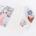 Calze al ginocchio bianche semitrasparenti con motivo a cuori e ampi bordi a coste - Taglia unica / Beige