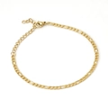 Chaîne Figaro classique en acier inoxydable plaqué or 18K avec fermoir mousqueton et extension - Bracelet (16+3cm) / Doré