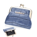 Mini portemonnee met blauw krokodillenpatroon, metalen sluiting en glanzende afwerking - Blauw