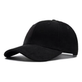 Minimalist black cotton baseball cap featuring a six-panel design and curved brim - Black