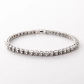 Silver tennis bracelet featuring square cubic zirconia stones on a white background - 4mm-8inch/20cm / Silver