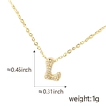 Golden letter L necklace pendant with sparkling zircons and dimensions of 0.45 by 0.31 inch - Gold Letter-L