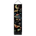 Bohemian mushroom tapestry with crescent moon and fringe for wall decoration - 32.5x130cm / Style-2 (Crescent/Mushroom/Moth)