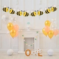 Bee themed first birthday party decoration set with yellow banner and colorful balloons - Bee Theme Banner 1 String