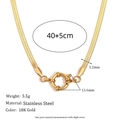 18K Gold plated stainless steel snake chain necklace with round spring clasp detail - Snake Sailor Clasp Chain 40+5cm