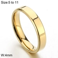 4mm polished gold stainless steel band ring for couples, sizes 5 to 11 comfort fit - US 5 / 4mm Gold (KR102946-WGBL)