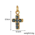 Golden stainless steel cross pendant featuring five inlaid dark blue zircon stones - Gold Cross With Blue Zirconia (FP30525D5A0)