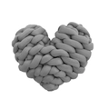 Hand-knitted grey heart-shaped pillow made of thick core-spun yarn in Nordic style - Medium Grey