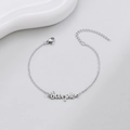 Minimalist silver stainless steel bracelet with Scorpio zodiac cursive nameplate charm - Scorpio Steel