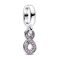 Infinity-Charm-Anhänger mit rosa Pavé-Steinen und poliertem Silberfinish - Rosa Unendlichkeitssymbol (5988952208338)