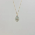 Golden stainless steel necklace featuring a light green natural stone snake pendant - Green Strawberry Quartz-Snake