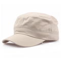 Classic beige cotton flat top military cap for men and women in solid twill fabric - Beige