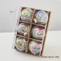 Set of six 8cm iridescent Christmas balls with white star patterns and silver glitter - 8CM Iridescent (Set of 6)