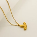Golden stainless steel necklace featuring a bubble-style letter Y pendant on thin chain - Letter Y / Gold