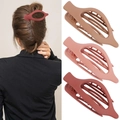 Oval duckbill hair clips in khaki, bean paste pink, and deep red for elegant styling - Set 37 (Pack of 3)