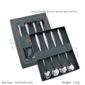 Golden 410 stainless steel long handle flower spoon set with 4 floral patterns in gift box - 4Pcs Set / Silver/Natural [Green Box]