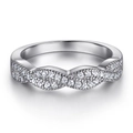 925 Sterling silver ribbon twist ring with micro-pave zirconia in a silver finish - Tl-419