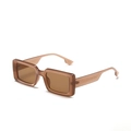 Retro tortoise tea square sunglasses with translucent brown frames and matching lenses - Translucent Brown/Brown Lens