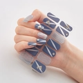 Deep blue cat eye and light grey wave nail stickers with gold accents and ring decor - Deep Blue Cat Eye Texture Light Grey Wave Style (DQ3-017)