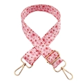 Adjustable wide replacement bag strap with pink cherry blossom pattern and gold clips - Style 235 (Pink Cherry Blossom)