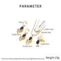 Detailed dimensions of gold stainless steel necklace set with black drop opal stones - One Size Ring / Black (KS220682-LX)