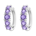 Créoles en argent 925 ornées de cinq pierres précieuses violettes en serti à griffes - Créole Polyvalente avec Incrustation 4027-LV