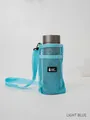 Light blue mesh bottle sleeve with adjustable shoulder strap and durable nylon material - Light Blue