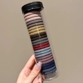Jar of multi-color velvet elastic hair ties with high elasticity in a clear storage tube - 20 Pieces in Jar / 8# Dark Colors