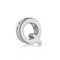 Polished S925 silver necklace pendant with letter Q heart design on white background - White Gold DY130021 (Q)