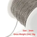 3mm stainless steel cross link chain for DIY jewelry making on white spool - Basic Link Chain (D123) / 3mm (2 Meters/Pack) / Steel