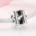 Sterling silver letter H charm bead on a snake chain bracelet for DIY jewelry - Letter H