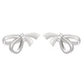 Boucles d'oreilles nœuds argentées avec trois cristaux étincelants et fini poli - Boucles d'Oreilles Clous Nœud (DZ-517)