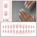 French tip almond press-on nails with 3D white butterflies and star glitter accents - Sweet French 3D Butterfly Pearl Star Style (D-152) / 24 Pcs/Set