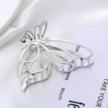 Pinza per capelli a farfalla in metallo argento con elegante design traforato - Argento