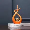 Ornamento moderno astratto arancione e oro per il soggiorno, dimensioni 16x6x31cm - Stile Chen Ge Singolo / Oro Arancio (Alto)