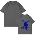 T-shirt en coton gris foncé avec logo soleil devant et motif baleine sur le dos - S / Hauts / Gris foncé