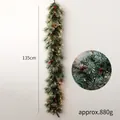 135cm pre-lit Christmas garland with red berries, pine cones and warm LED lights - 135cm Colorful Glitter Style With LED