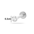 Silberner Smiley-Piercing-Stecker aus G23-Titan mit 0,3 cm rundem flachem Verschluss - Smiley-Gesicht (T2512-2#) / Silber