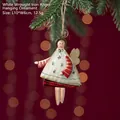 Hand-painted white iron angel Christmas tree ornament with star patterns and gold wings - Angel Model A - White