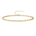 Flat textured links golden chain bracelet with lobster clasp and adjustable extension - Flat Link Style 1 / Gold