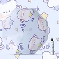 Light blue manual inverted umbrella with cute cartoon bear pattern and star design - Manual Inverted - Lucky Bear / Light Blue