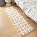 Tappeto scendiletto lungo in peluche con motivo a scacchi beige e kaki per camera da letto - 50x80cm / Cioccolato Beige