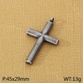 Vintage oxidized stainless steel cross pendant, size 45x29mm and weighing 13g - Matte Black
